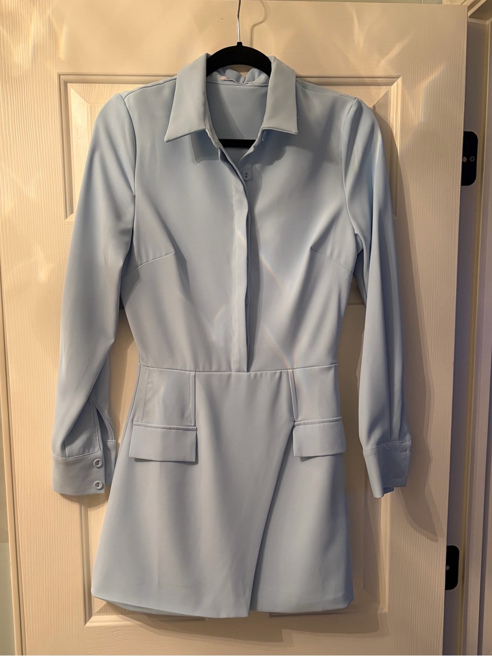 Showpo Pale Blue Button-Front Shirt